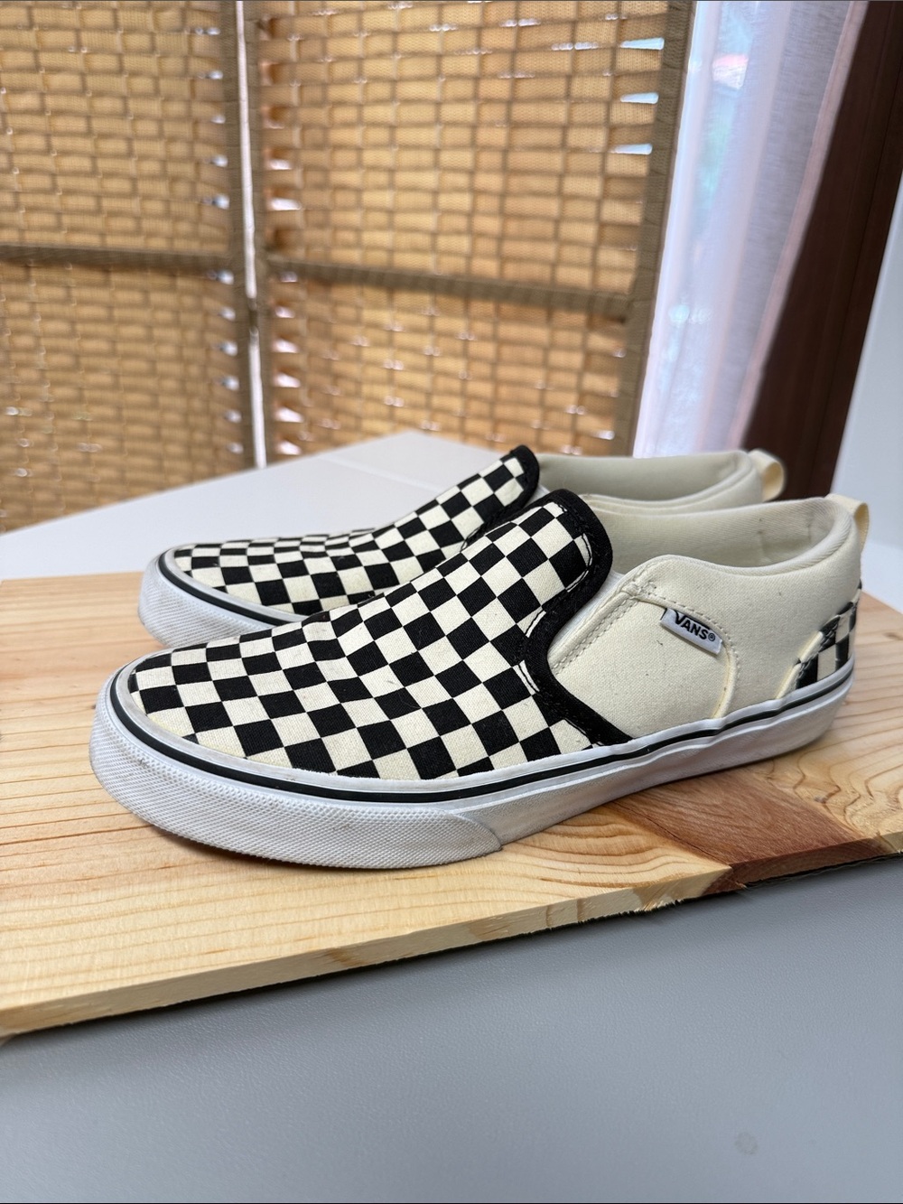Vans Kids Slip-On Checkerboard Sneakers - Black & White